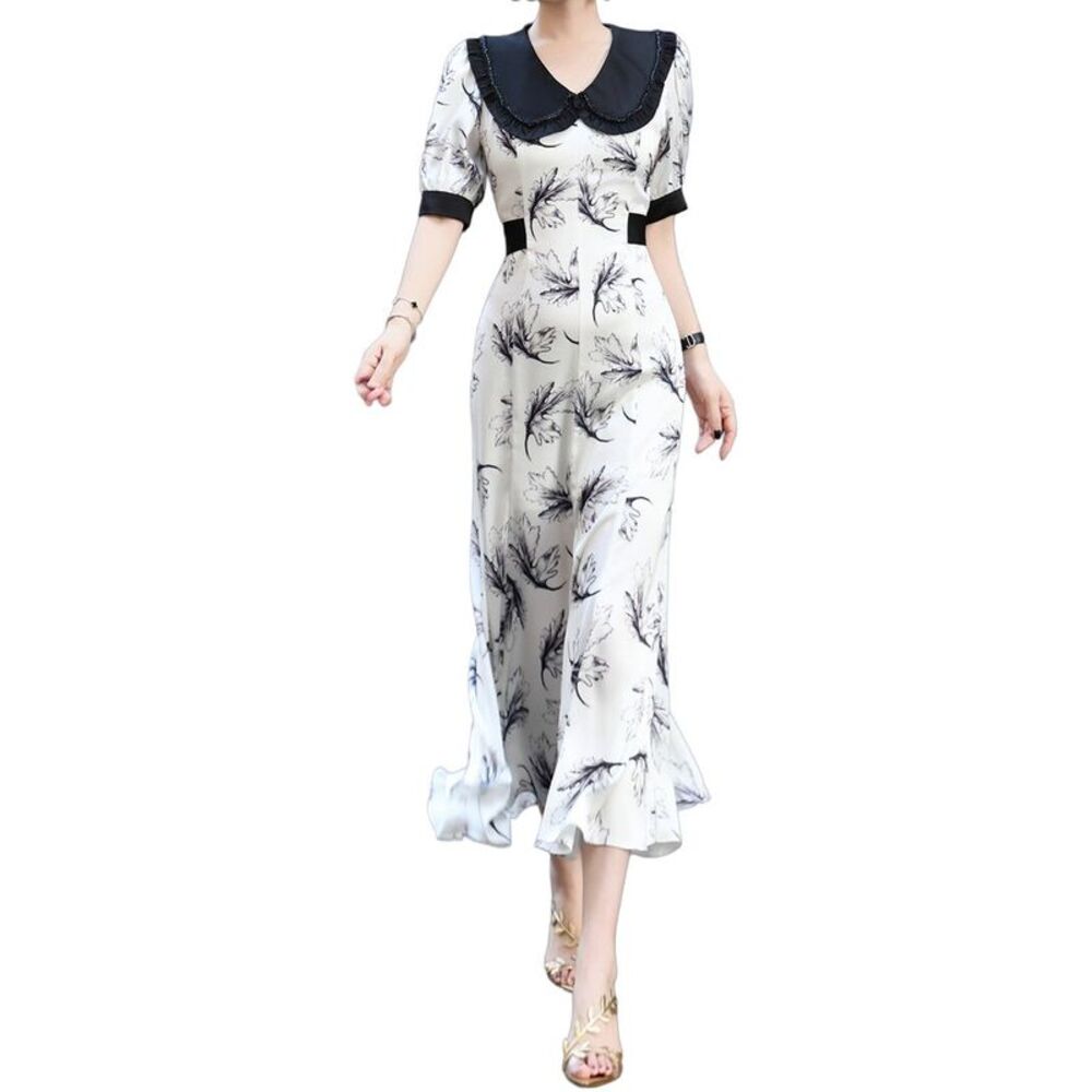 Burryco Womens Short Sleeve Midi Dress, White